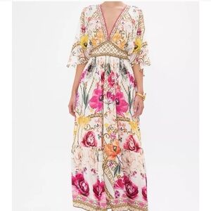 Camilla Silk Grecian Style Maxi Dress with Plunge Neckline  US Size 16  $799 Ret